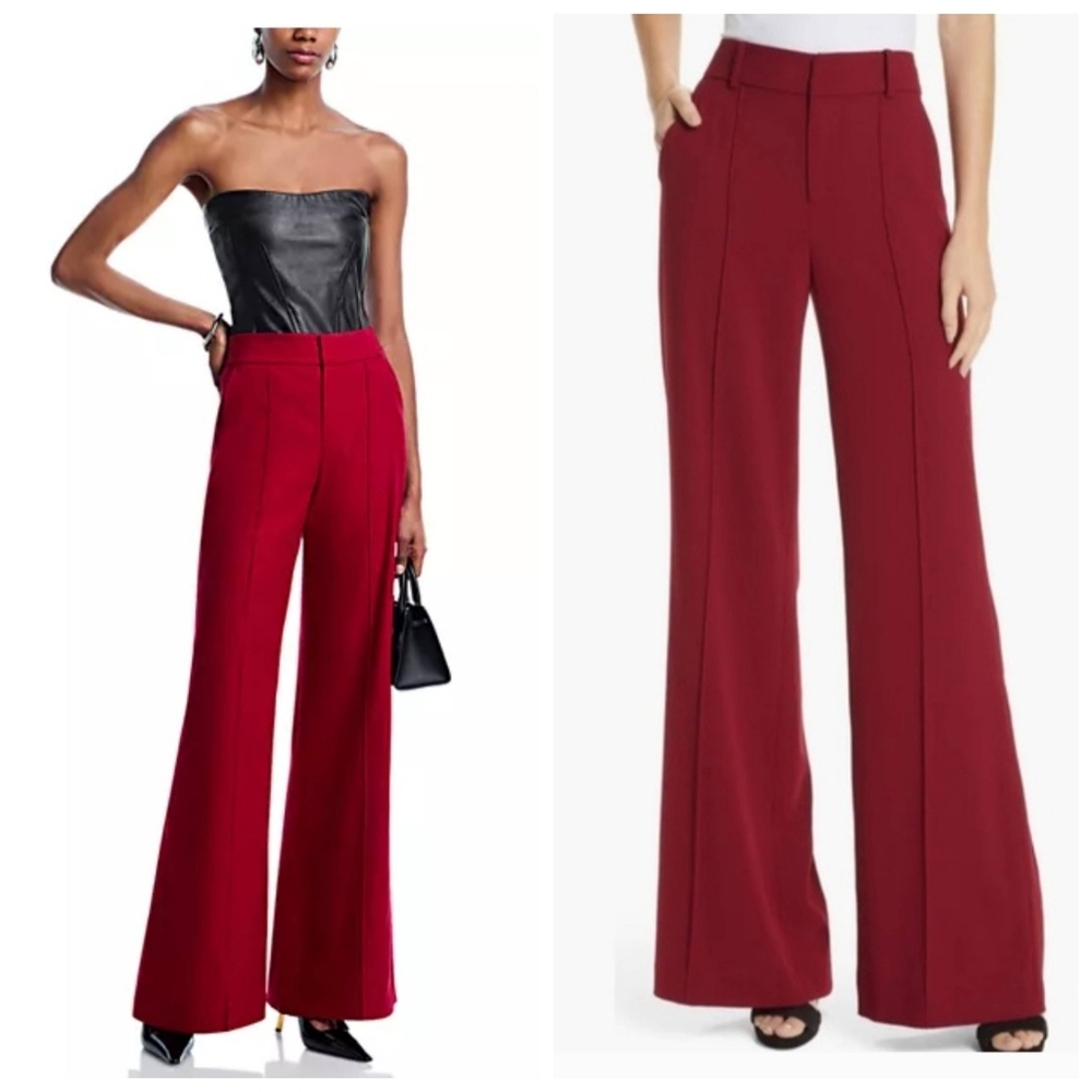 Alice + Olivia Dylan High Waist Wide-Leg Trousers